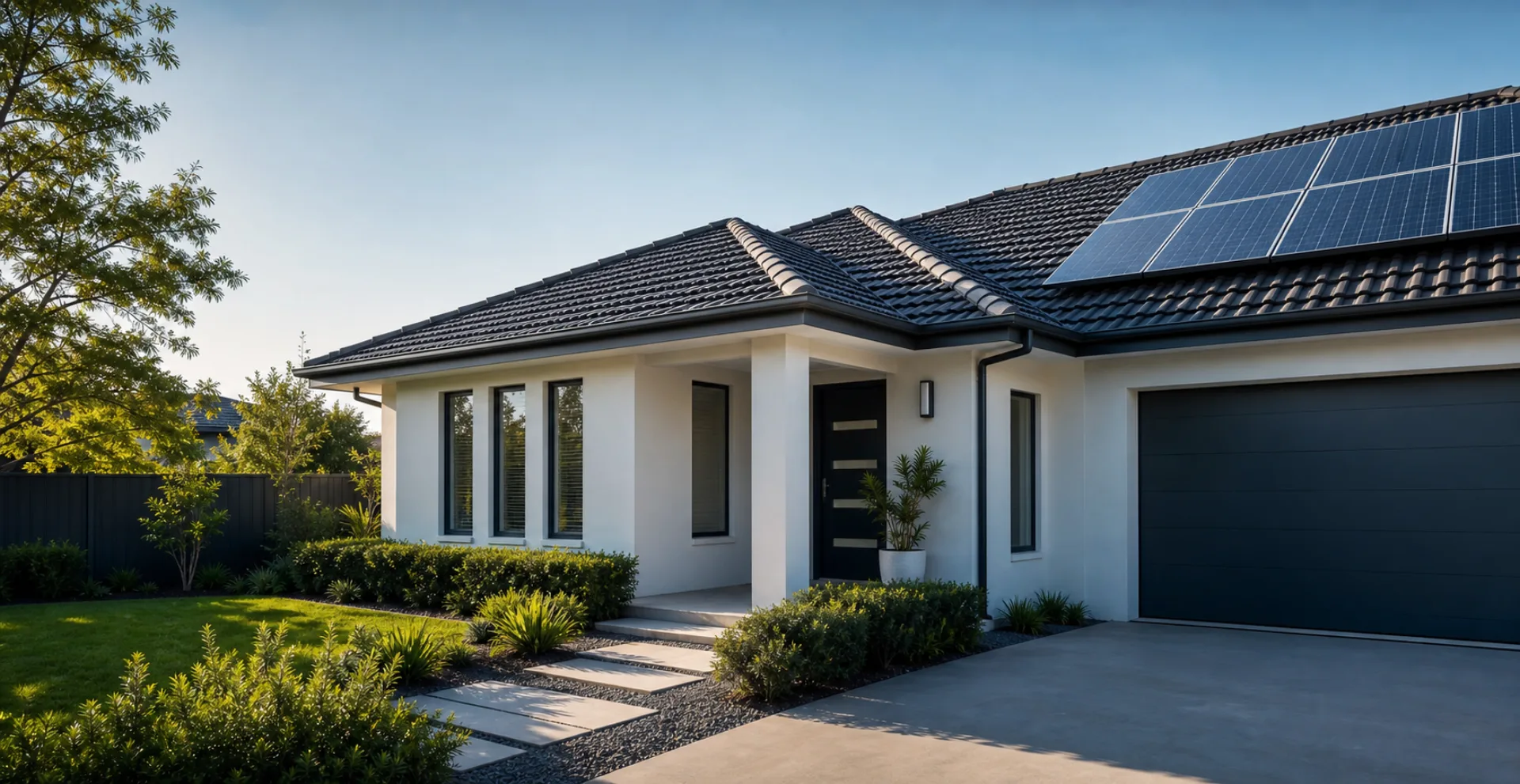 Clean Melbourne home exterior after roof renewal and pressure washing service