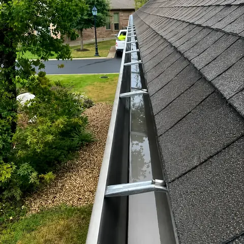 Gutter after cleaning — clear and open