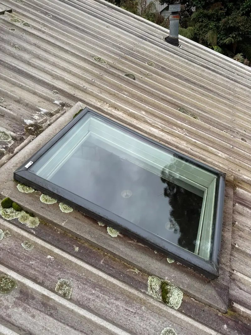 Skylight on a Dandenong metal roof after cleaning, with clear glass