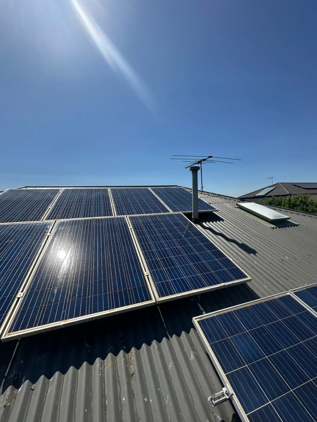 Solar panels after cleaning with a clearer surface finish